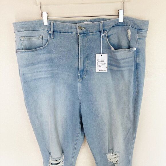 Good American Light Wash Denim Jeans Good Legs Crop - Picture 3 of 10